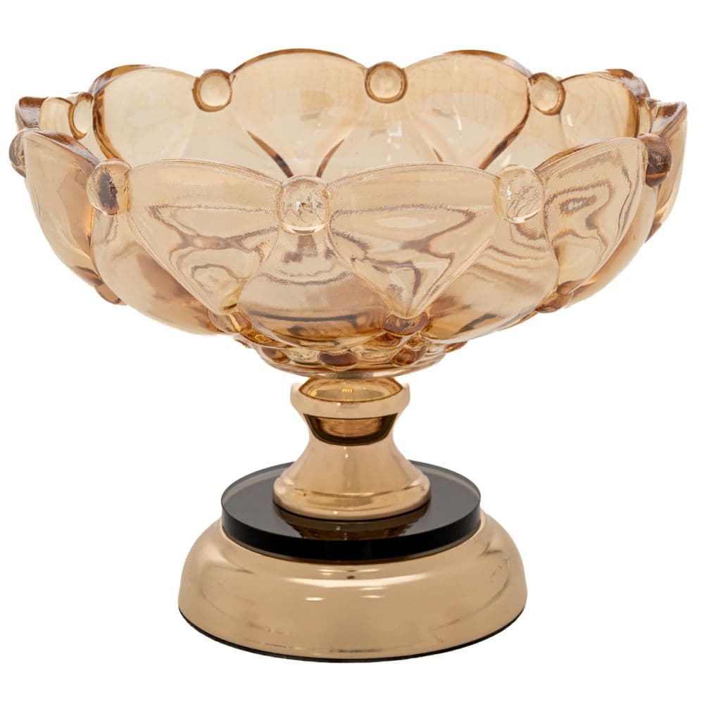 Bol Amber din Sticla cu Metal D24x20cm