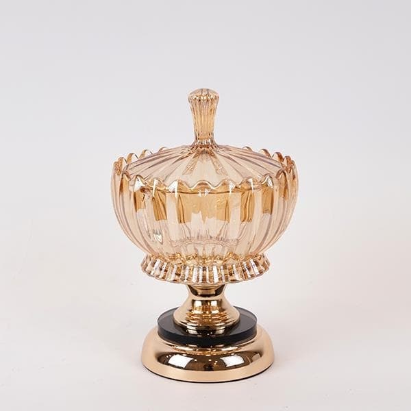 Bol Amber Gold din Sticla cu Metal D15x27cm