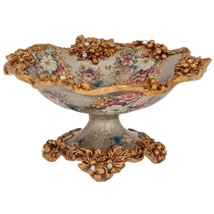 Bol Floral Antique Gold din Rasina 30x30x18cm