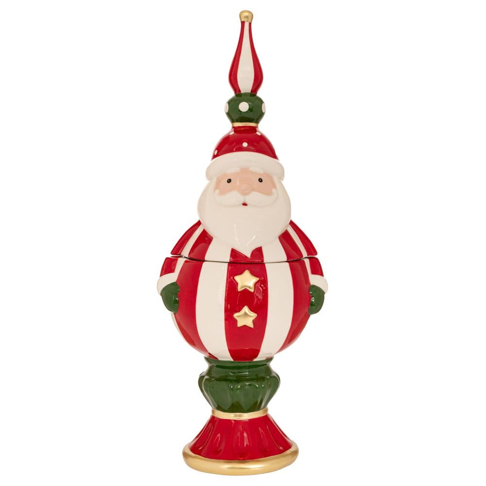 Borcan cu Capac Multicolor Santa din Ceramica 18x16x47cm