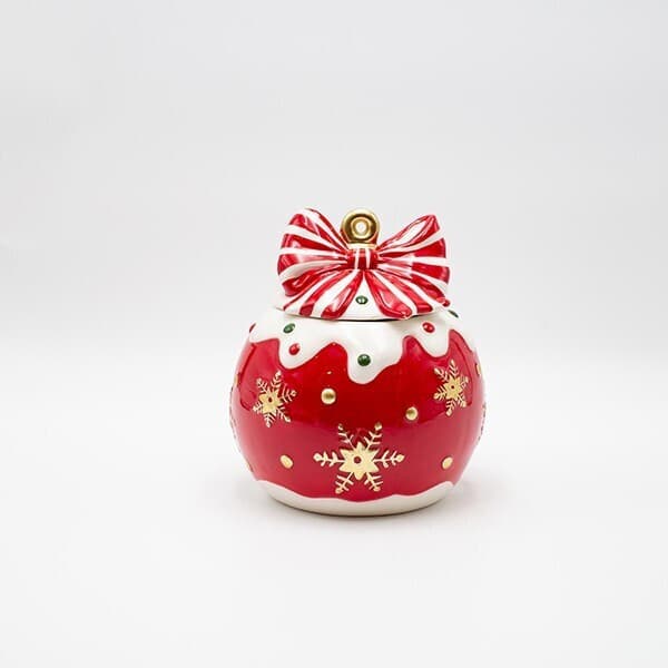 Borcan cu Capac Red White din Ceramica D16x18cm