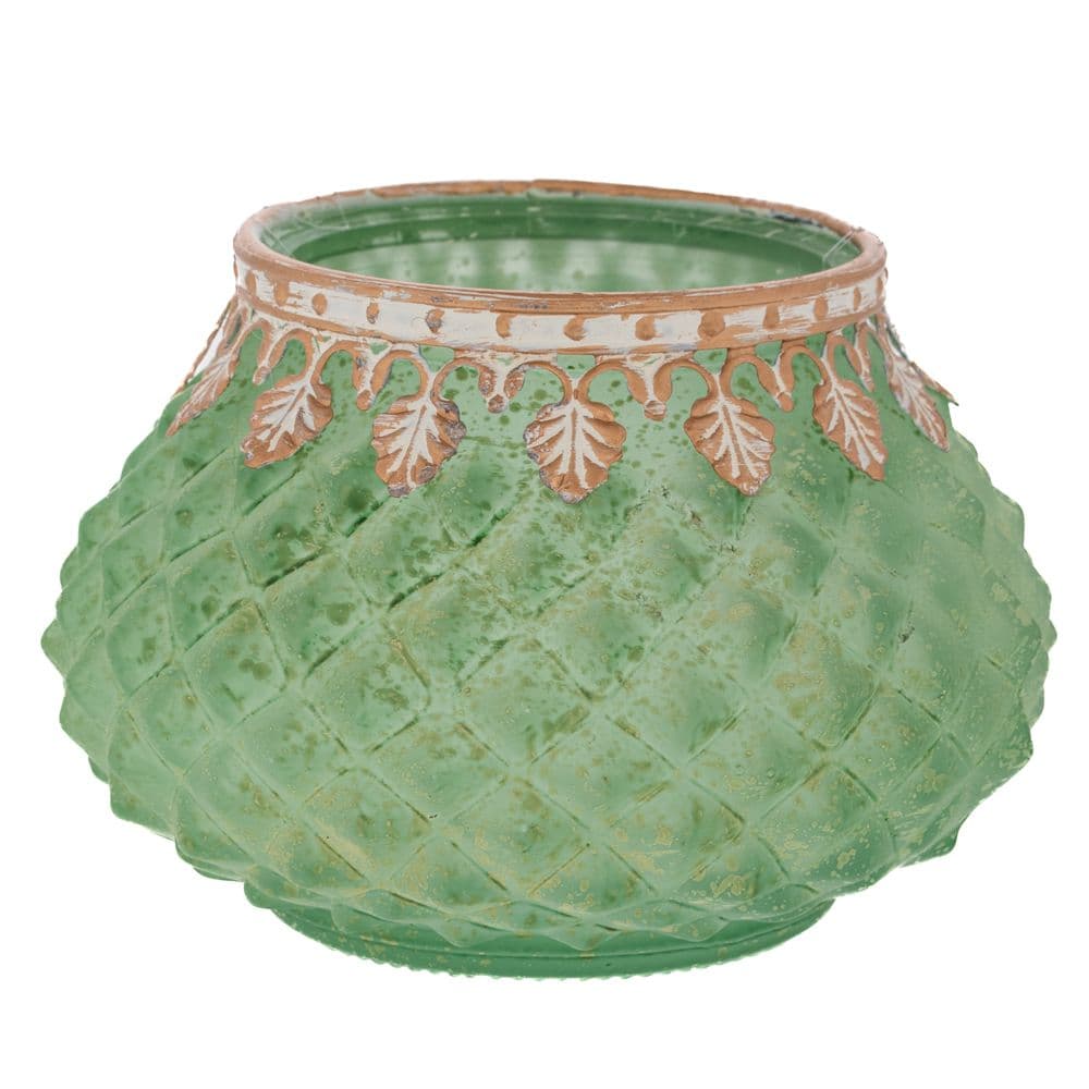 Borcan Green Gold din Sticla cu Metal D12x8cm