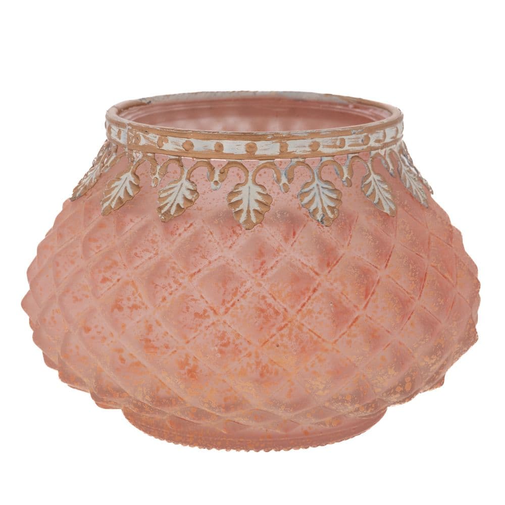 Borcan Pink Gold din Sticla cu Metal D12x8cm