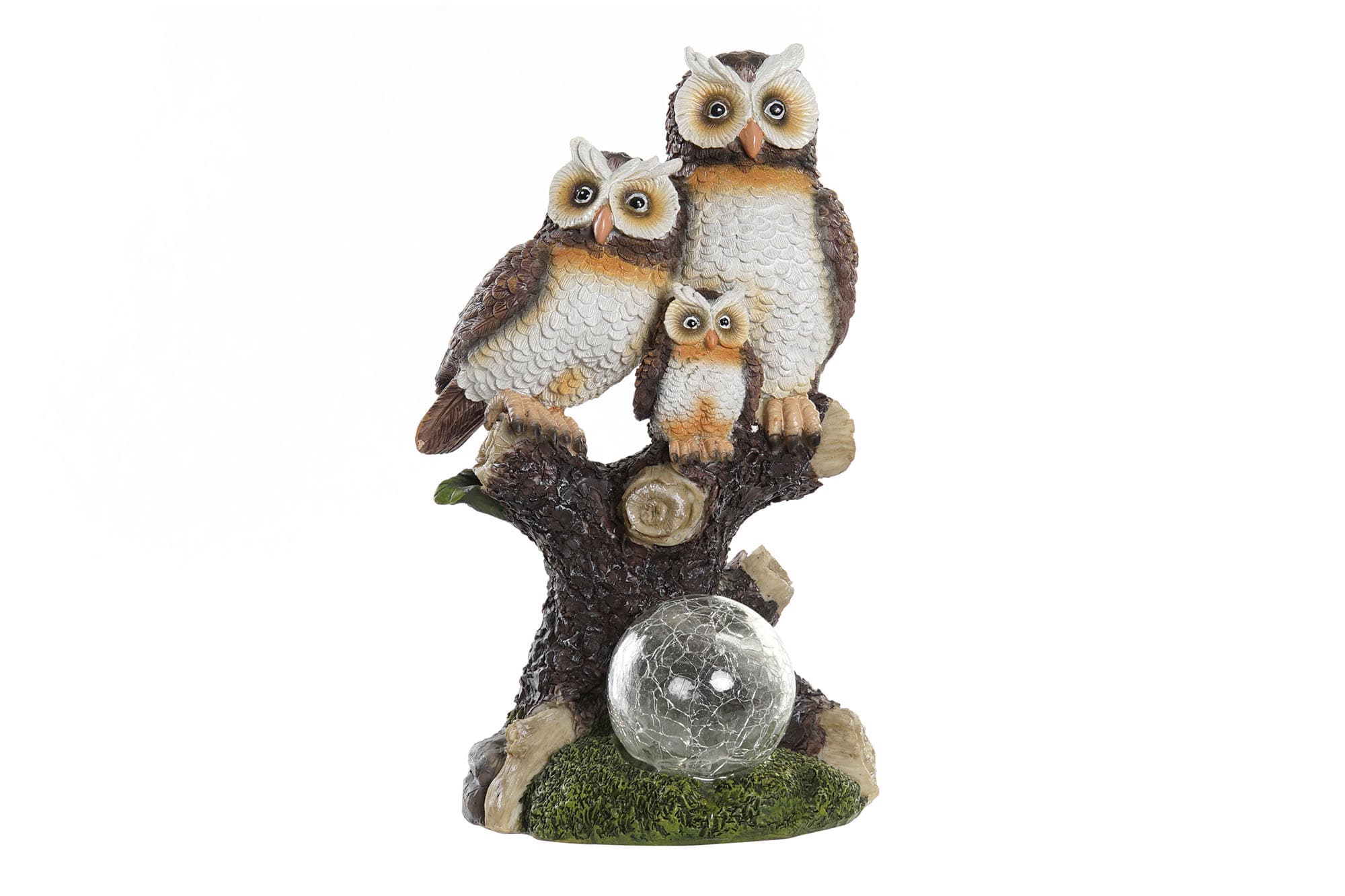 Bufnite Brown White din Rasina cu LED 15x14x25cm
