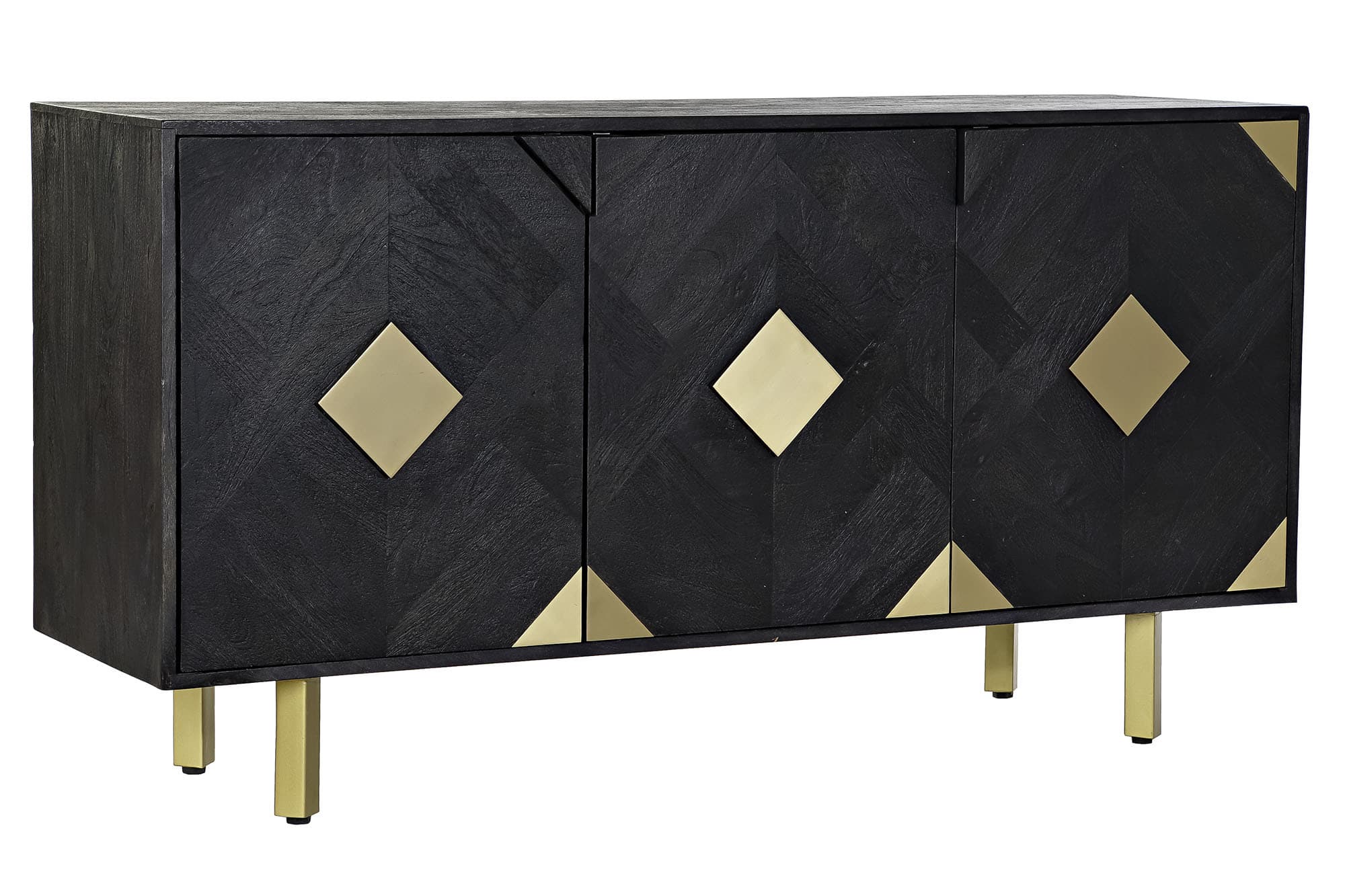Comoda Black Golden din Lemn de Mango cu Metal 145x42x77cm