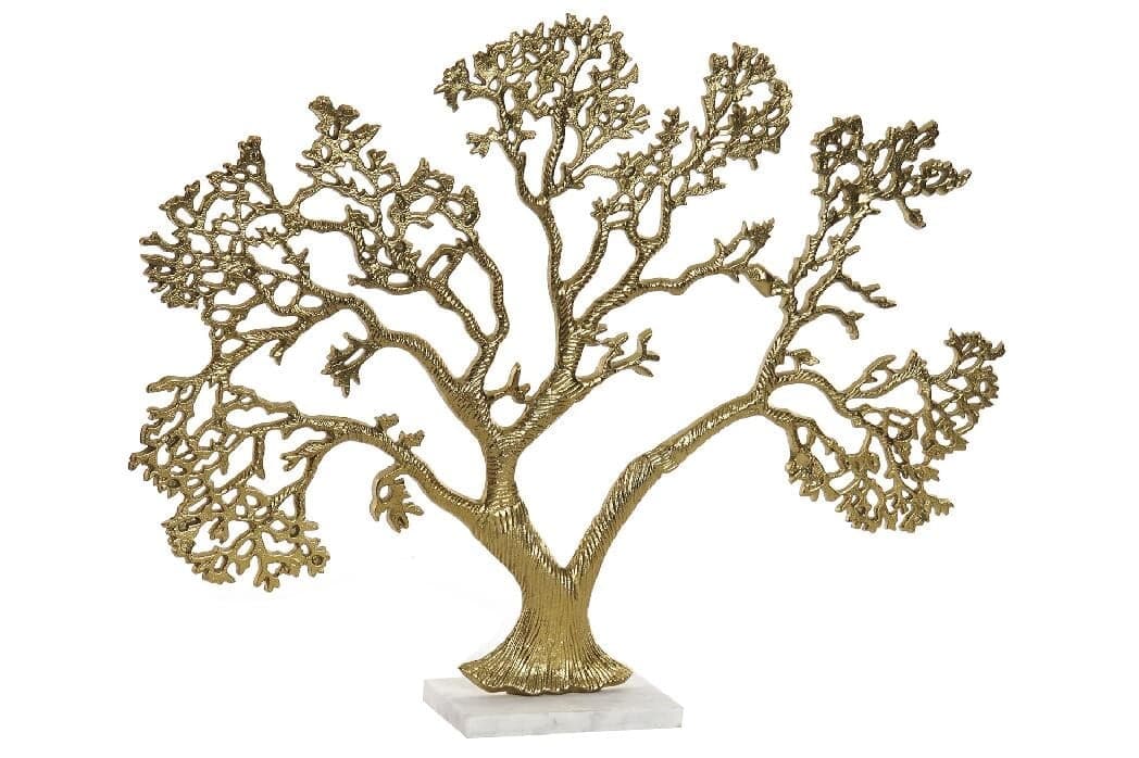 Copac Decorativ Gold White din Aluminiu cu Marmura 60x10x66cm
