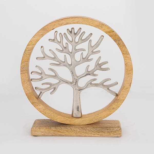 Copac Decorativ Silver din Aluminiu cu Lemn 28x5x31cm