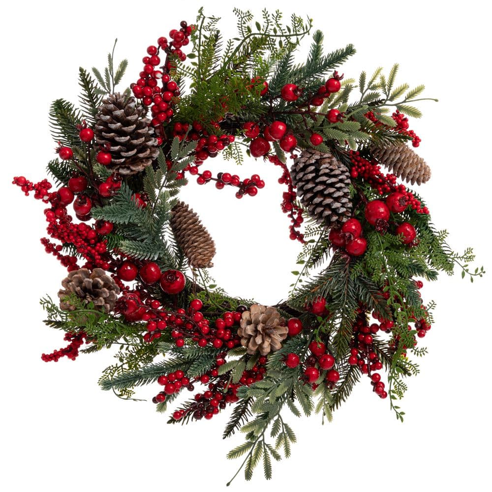 Coronita Pine Cones Red Berries D55cm