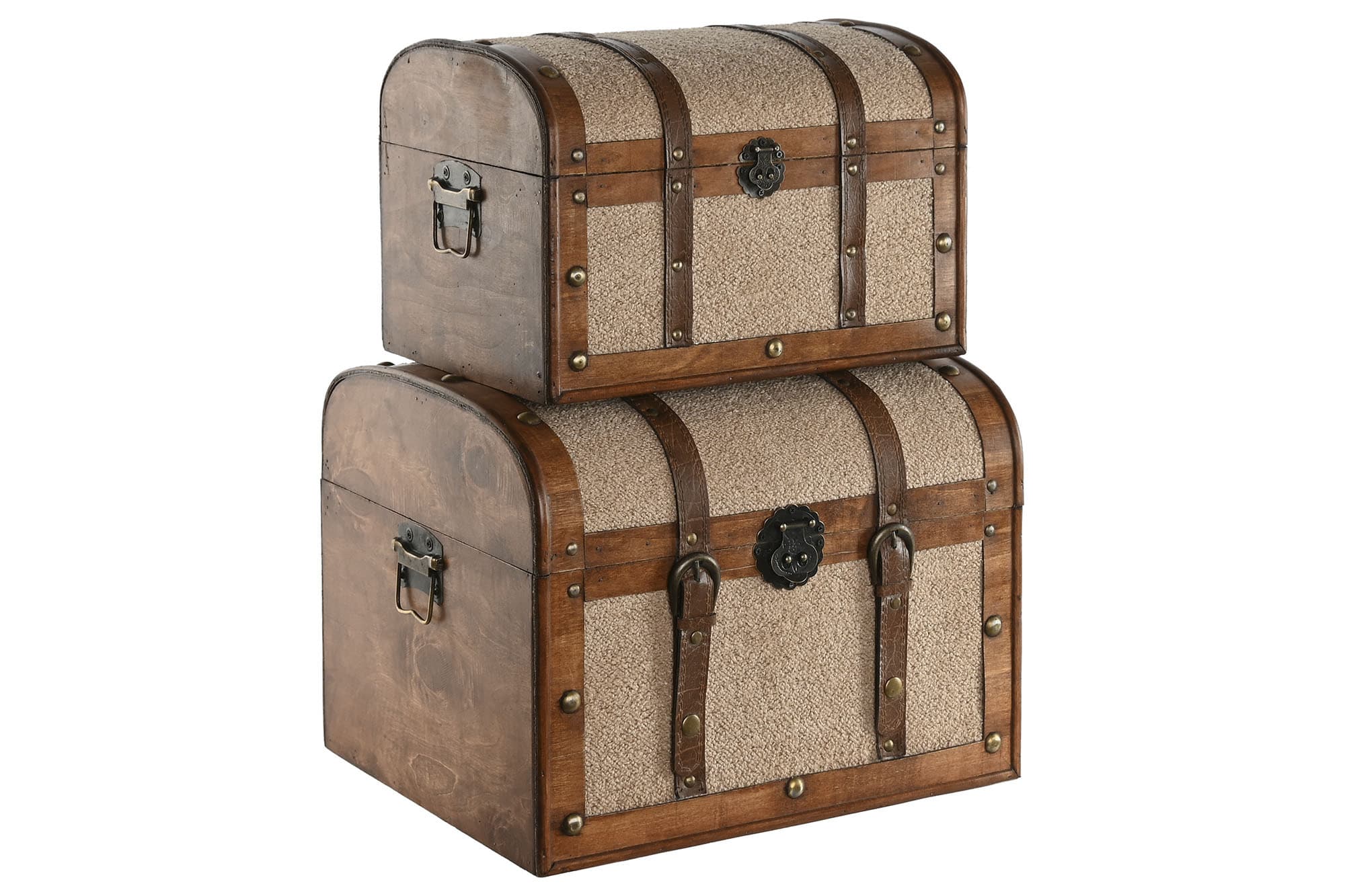 Set 2 Cufere Decorative Brown Cream din Lemn 41x32x31cm