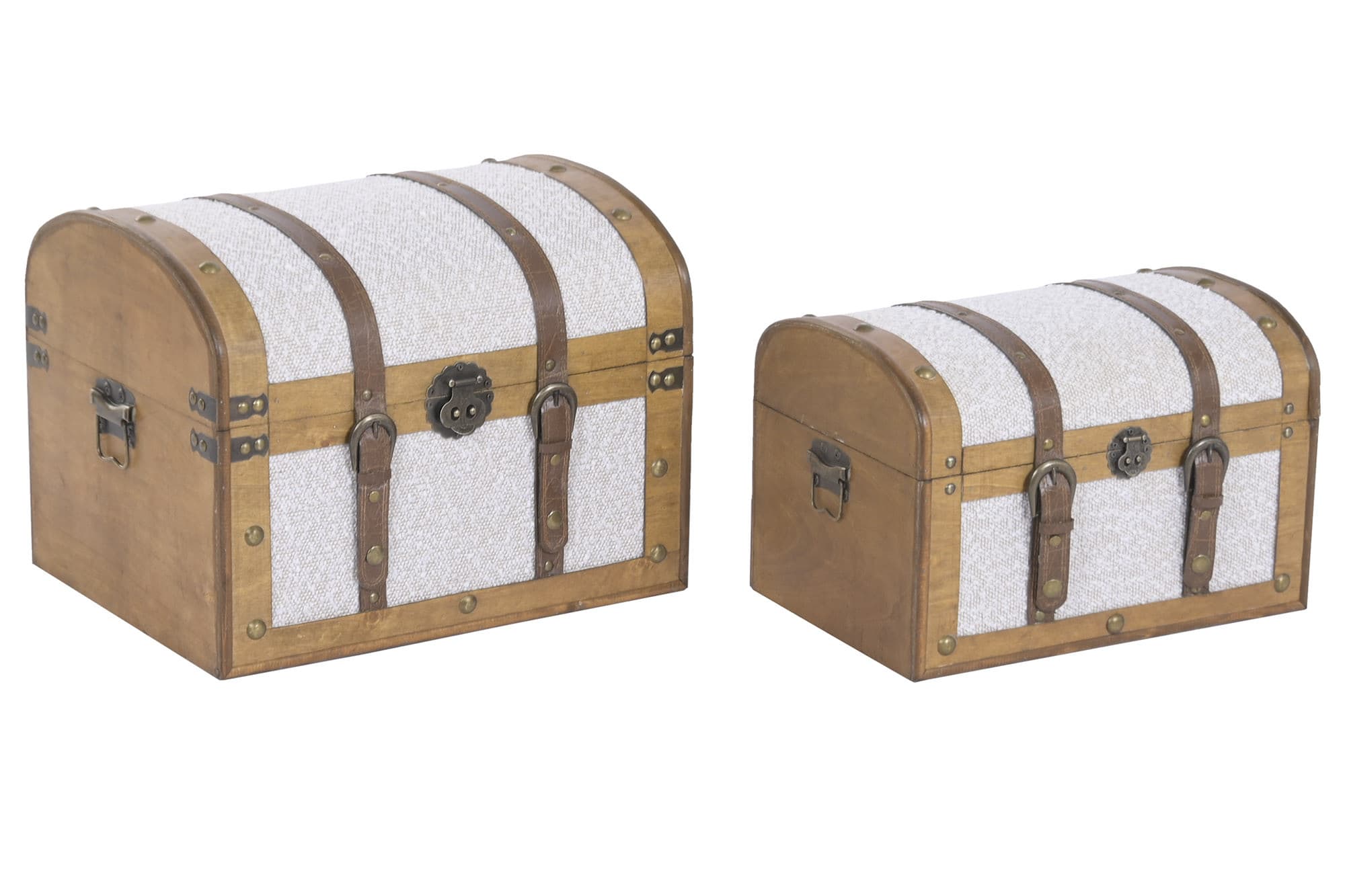 Set 2 Cufere Decorative White Brown din Lemn 40x32x30cm