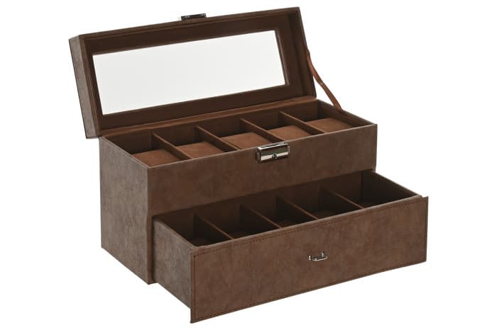 Cutie pentru Bijuterii Brown din MDF cu PU 28x11x16cm