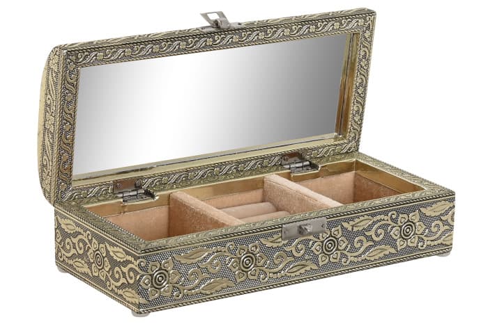 Cutie pentru Bijuterii Champagne din Lemn cu Aluminiu 23x10x7cm