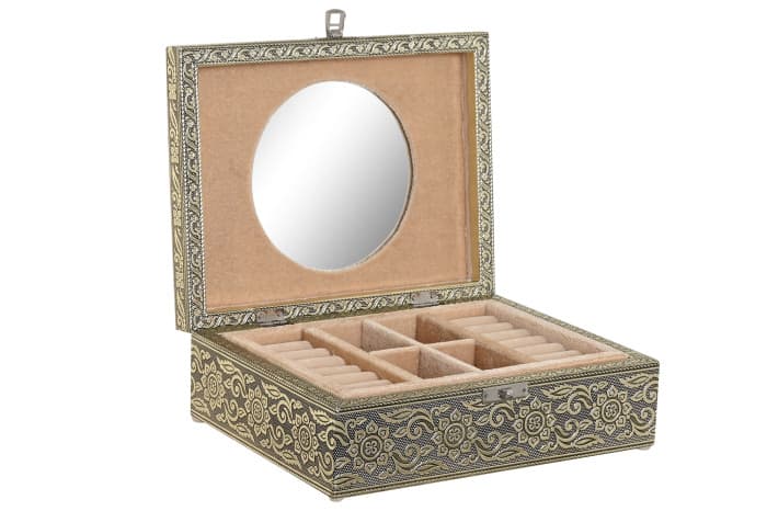 Cutie pentru Bijuterii Champagne din Lemn cu Aluminiu 23x18x8cm