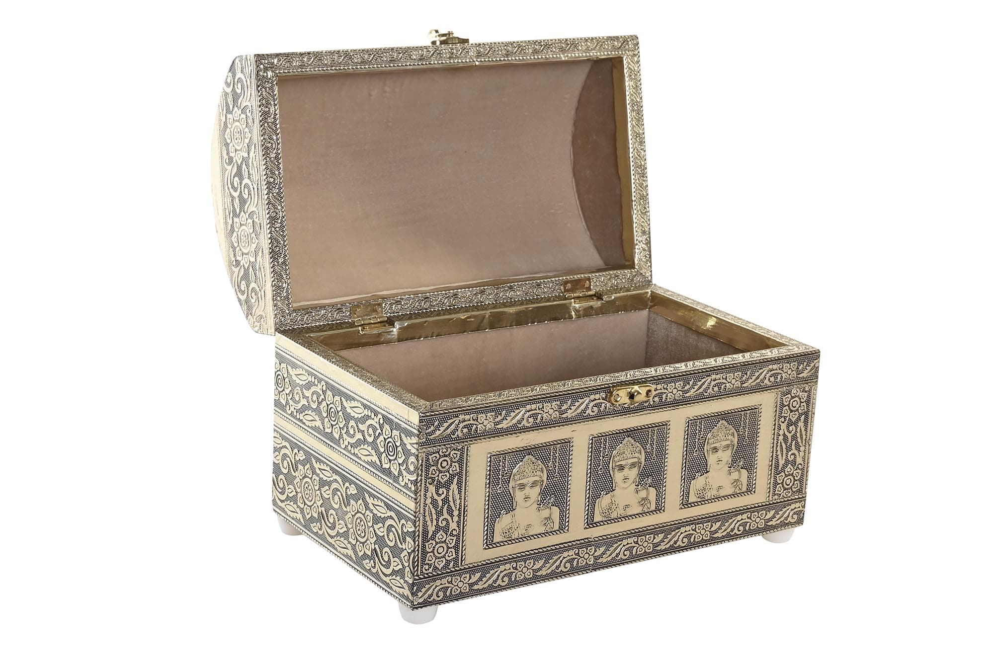 Cutie pentru Bijuterii Champagne din Lemn cu Aluminiu 25x16x18cm