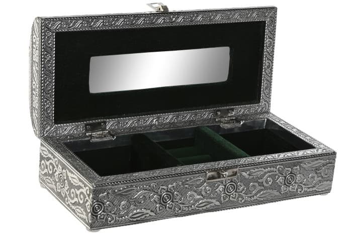 Cutie pentru Bijuterii Silver din Lemn cu Aluminiu 23x10x7cm