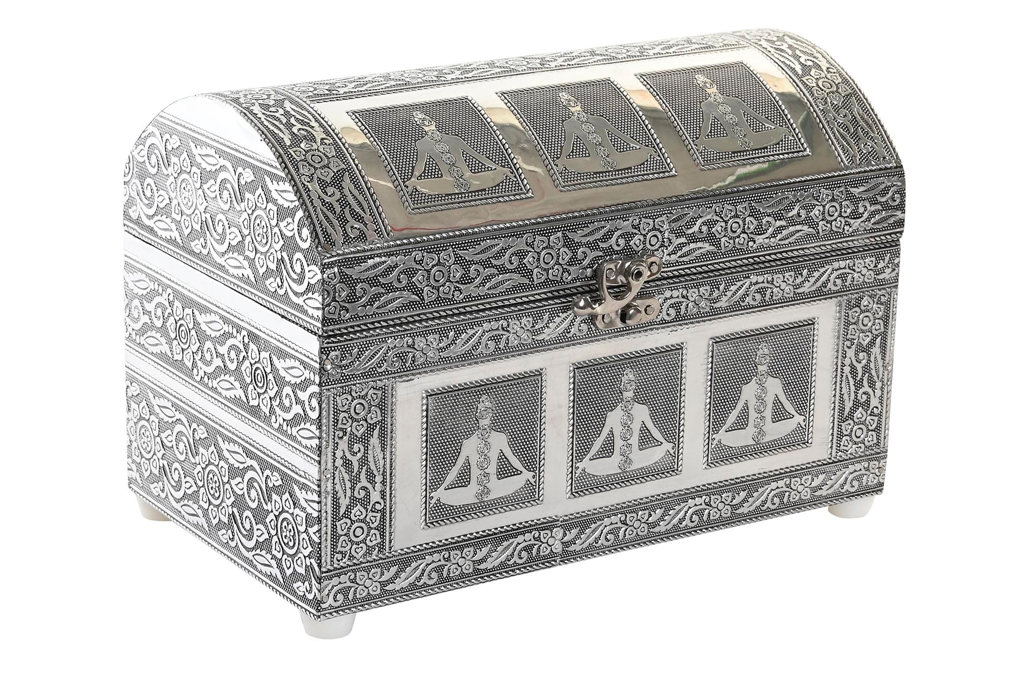 Cutie pentru Bijuterii Silver din Lemn cu Aluminiu 25x15x18cm