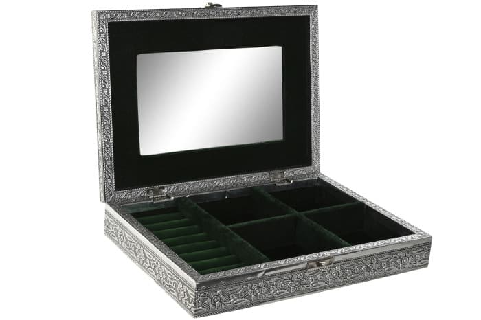 Cutie pentru Bijuterii Silver din Lemn cu Aluminiu 28x20x6cm