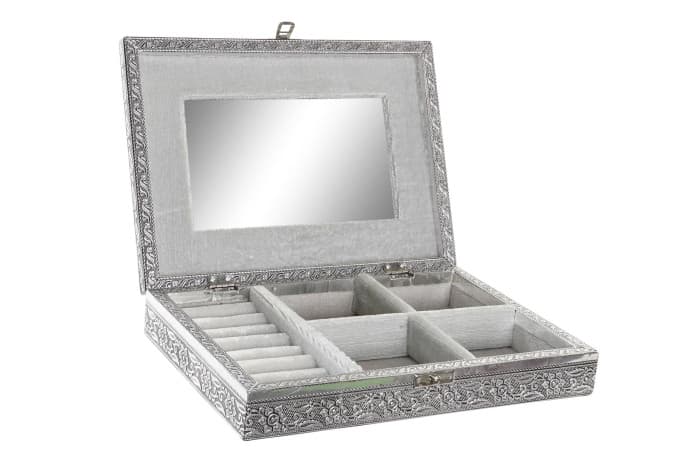Cutie pentru Bijuterii Silver din Lemn cu Aluminiu 28x20x6cm