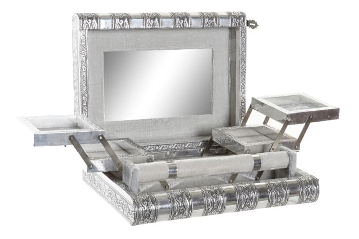 Cutie pentru Bijuterii Silver din Lemn cu Aluminiu 28x21x8cm