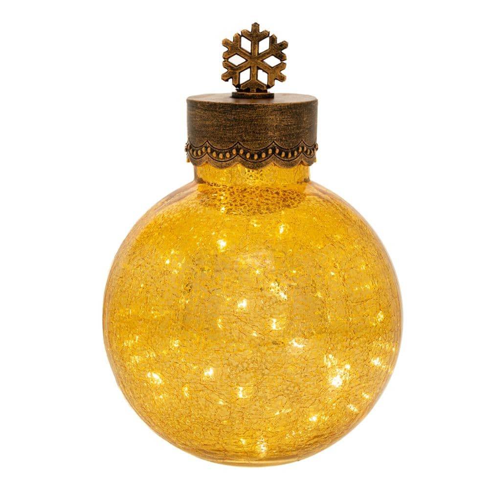 Decoratiune Amber Glass Ball din Sticla cu LED D20x31cm