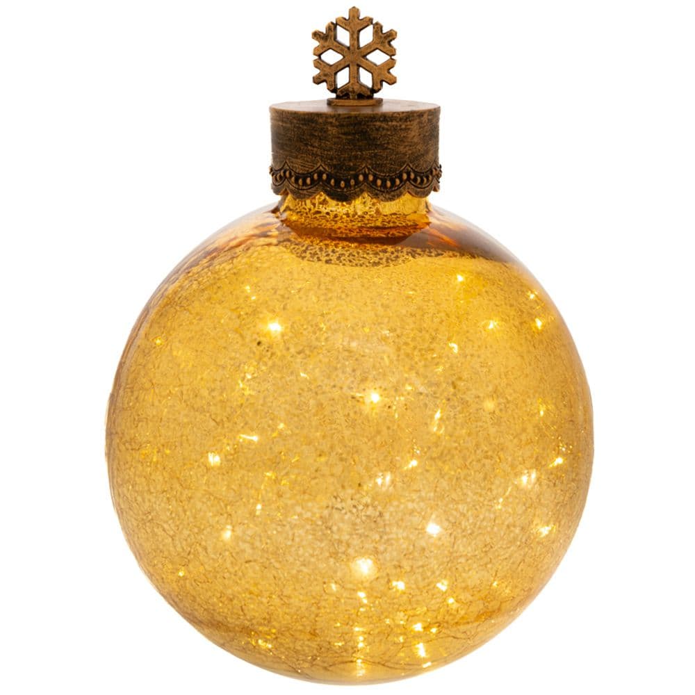 Decoratiune Amber Glass Ball din Sticla cu LED D25x36cm