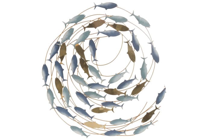 Decoratiune Blue Fishes din Metal 60x5x71cm