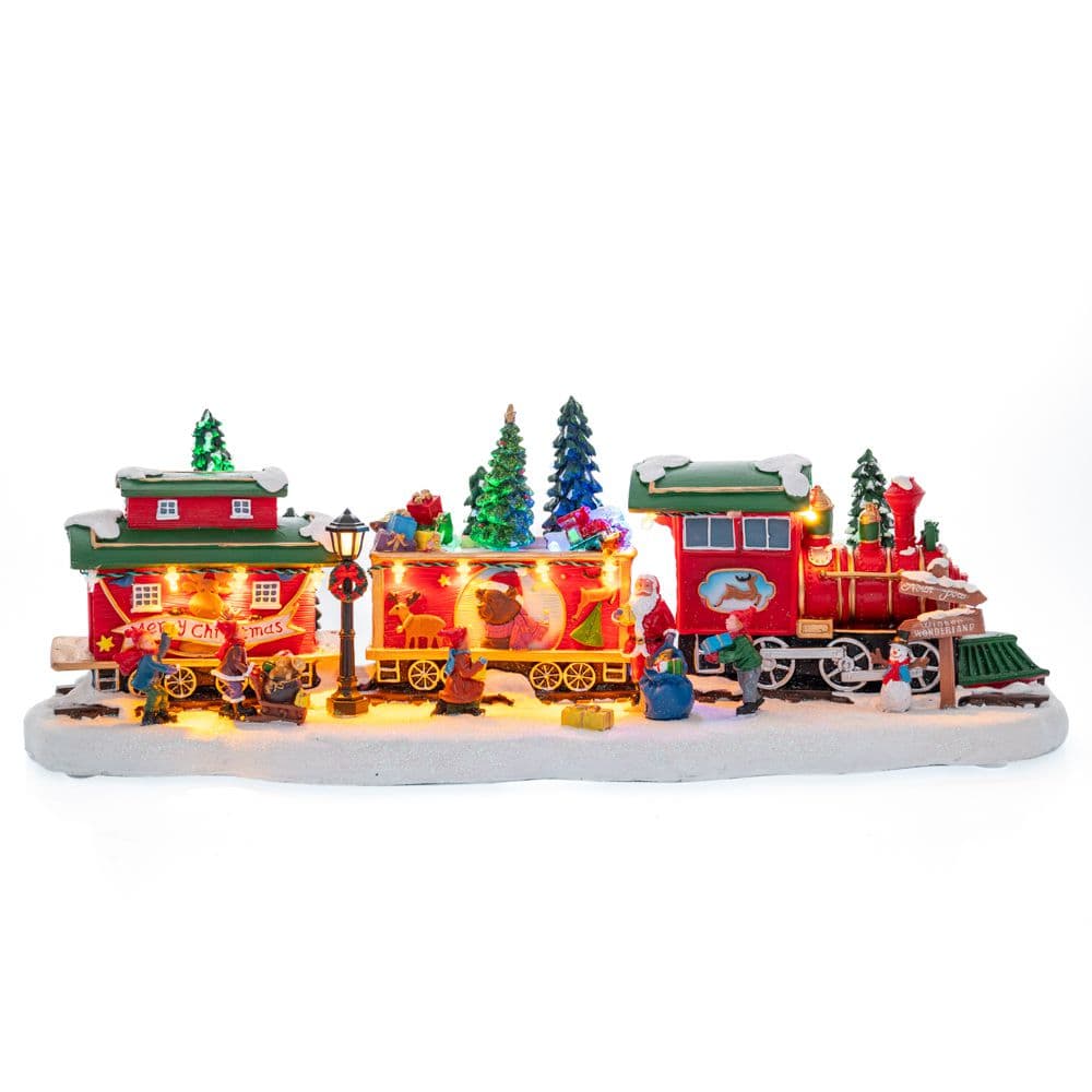 Decoratiune Christmas Train din Rasina cu LED si Muzica 48x18x16cm