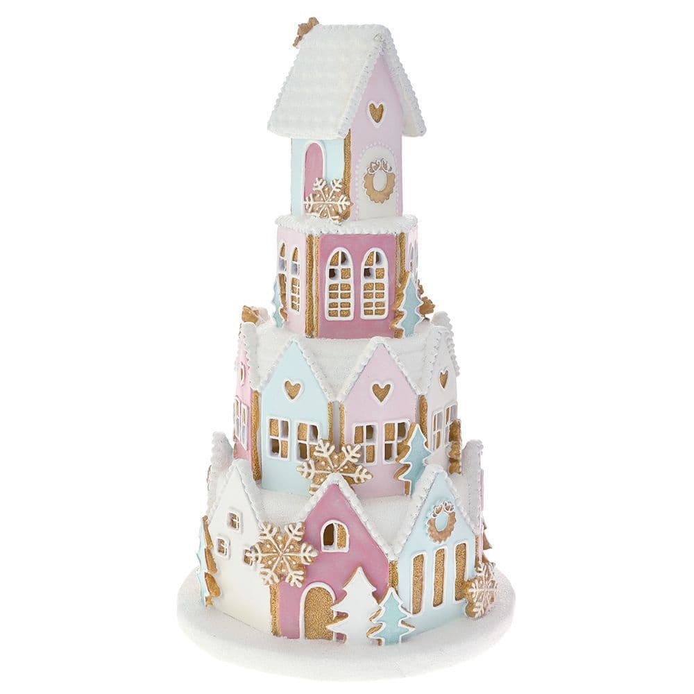 Decoratiune Gingerbread House din Rasina cu LED 25x25x41cm