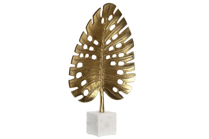 Decoratiune Gold Leaf din Aluminiu cu Marmura 28x8x47cm
