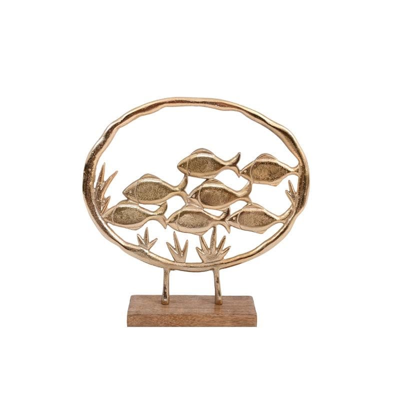 Decoratiune Golden Fish din Aluminiu 32x6x30cm