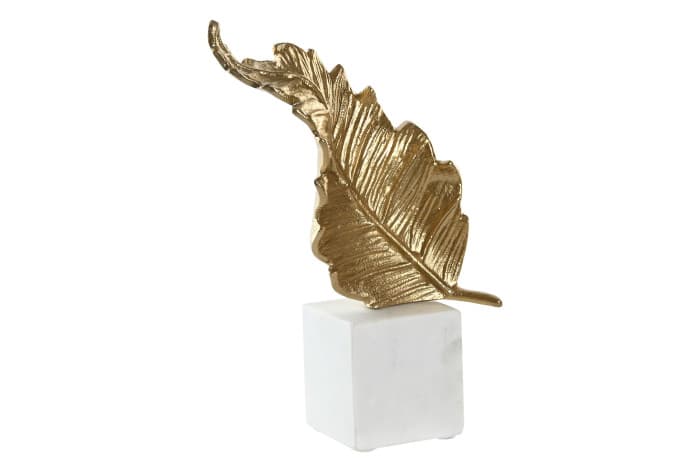 Decoratiune Golden Leaf din Aluminiu cu Marmura 20x7x22cm