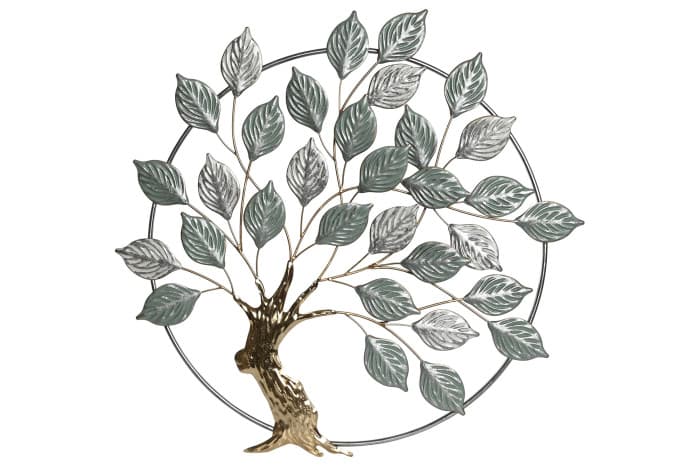 Decoratiune Green Golden Tree din Metal 73x5x73cm
