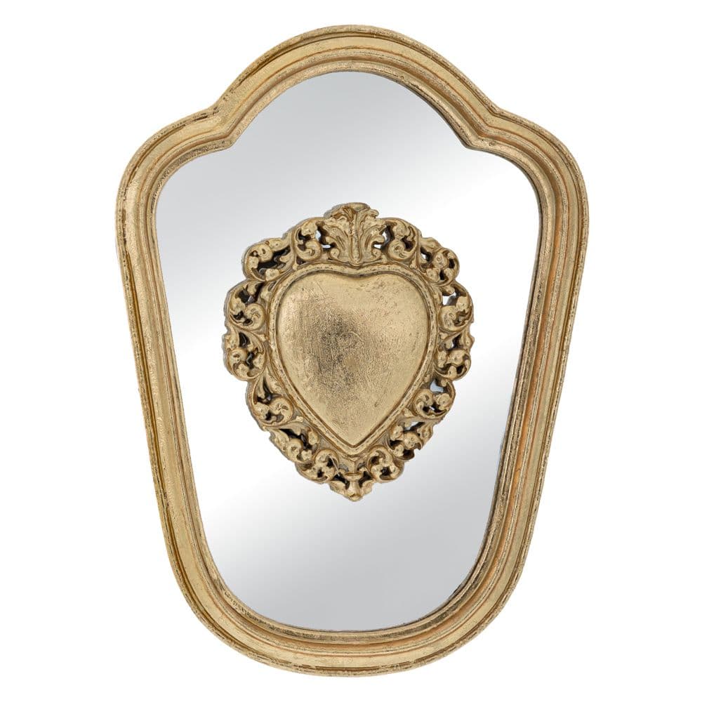 Decoratiune Perete Golden din Rasina cu Oglinda 19x2x26cm