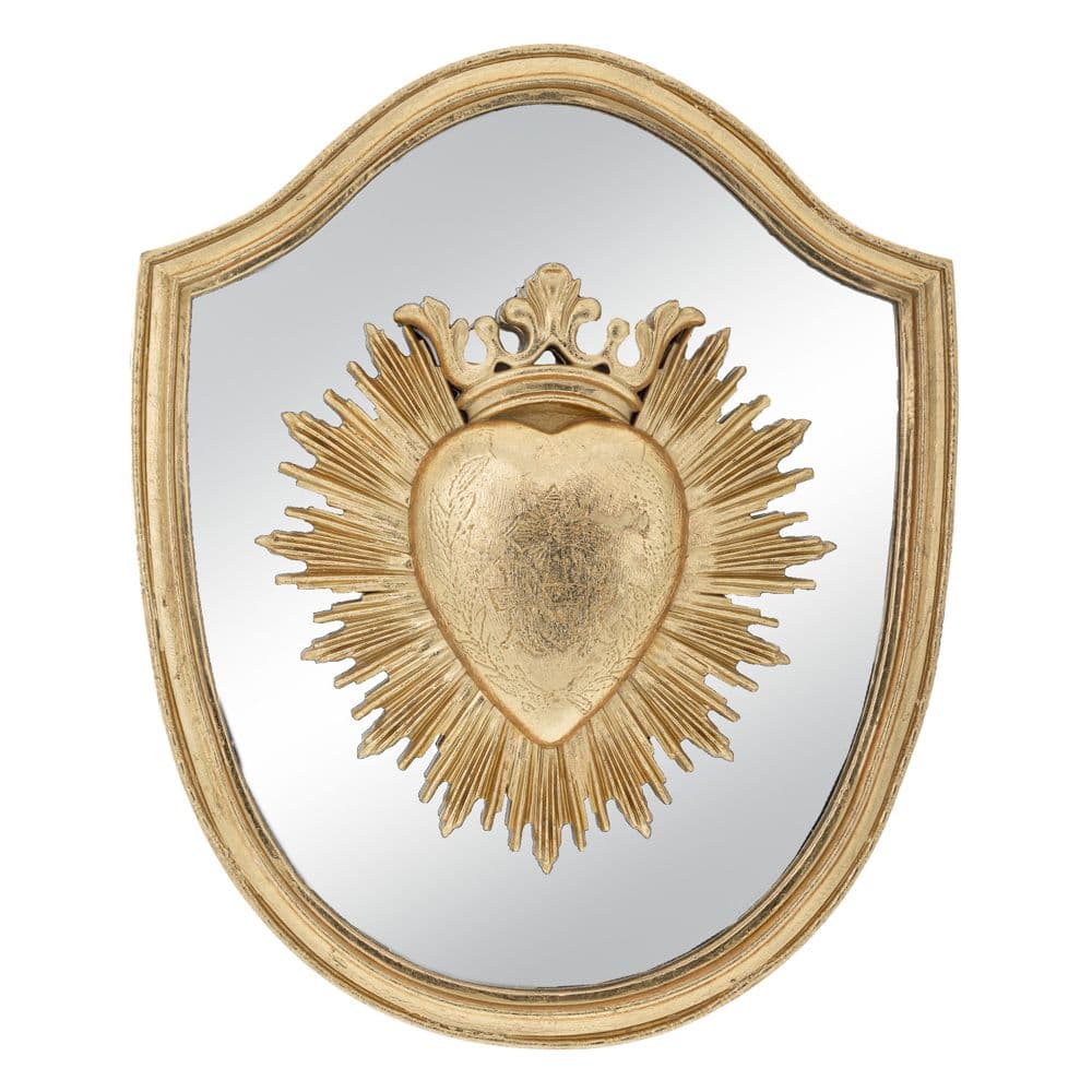Decoratiune Perete Golden din Rasina cu Oglinda 25x3x30cm