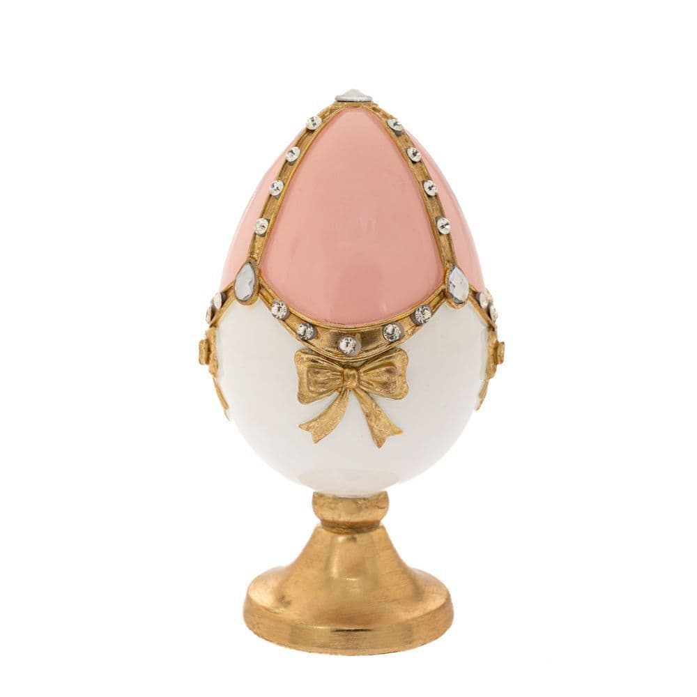 Decoratiune Whie Pink Egg din Rasina D12x21cm