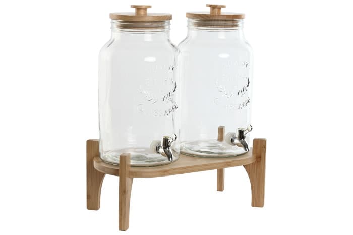 Dispenser Bauturi din Sticla cu Bambus 5.5L 37x25x46cm