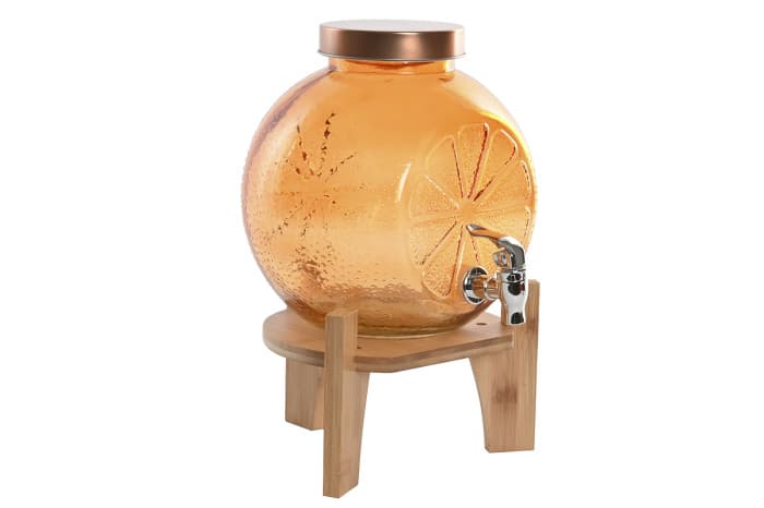 Dispenser Bauturi din Sticla cu Bambus 5L 24x18x24cm