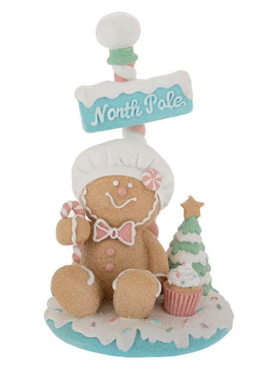 Figurina Beige Blue Gingerbread din Rasina D10x17cm