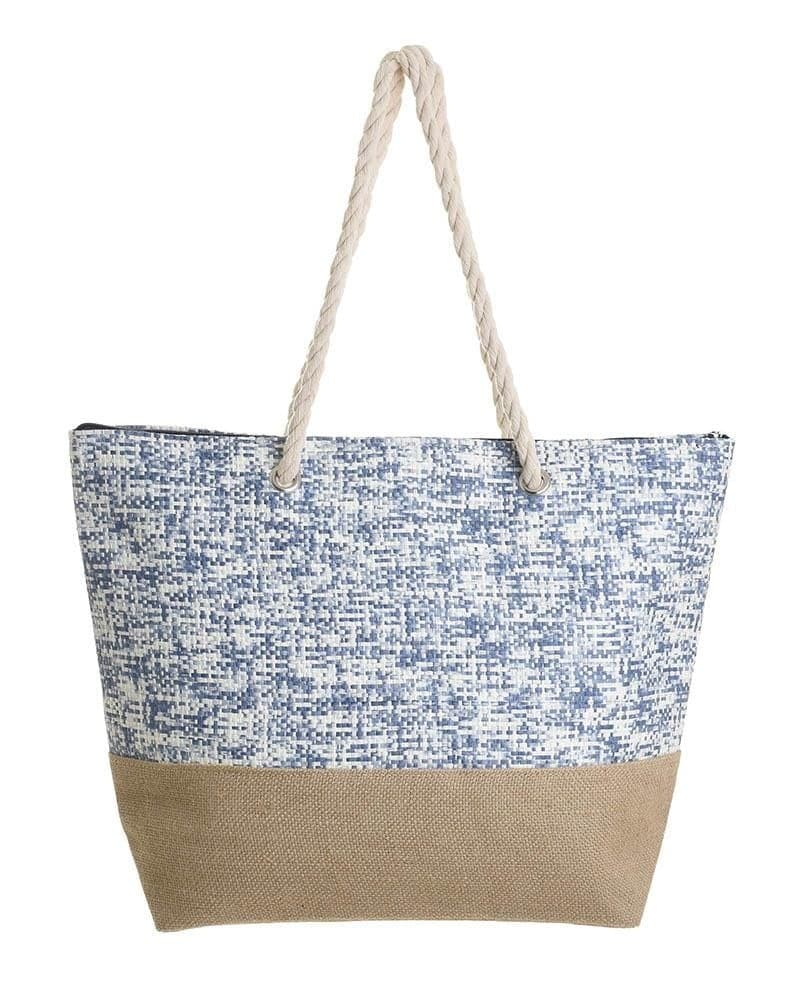 Geanta Blue Beige din Paie 48x13x37cm