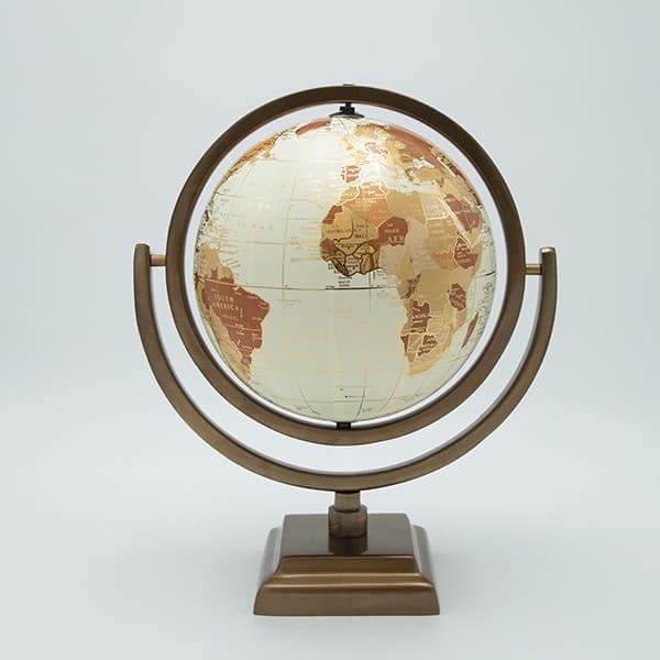 Glob Pamantesc Beige Brown din Metal D21x31cm