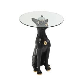 Masa Black Gold Dog din Rasina cu Sticla D40x62cm