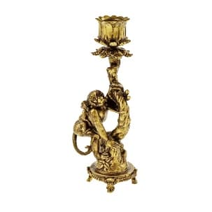 Suport pentru Lumanare Antique Gold din Rasina 10x8x26cm