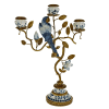 Suport pentru Lumanari Blue White Parrot din Rasina cu Metal 9x22x32cm