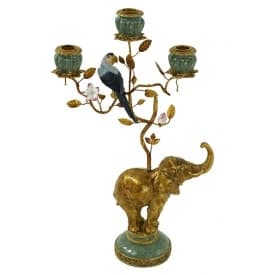 Suport pentru Lumanari Golden Elephant din Rasina 28x11x47cm