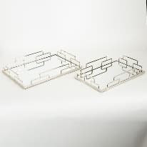 Set 2 Tavi Silver din Metal cu Oglinda 35x25x5cm