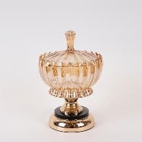 Bol Amber Gold din Sticla cu Metal D15x27cm
