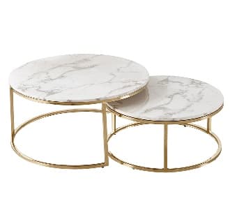 Masa Gold din Metal cu Marmura D80x46cm