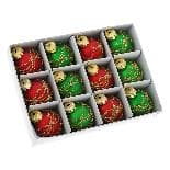 Set 12 Globuri Green Red din Sticla 3cm