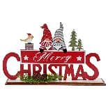 Decoratiune Red Merry Christmas din Lemn 28x5x17cm