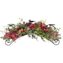 Suport pentru Lumanari Red Berries 65x25cm
